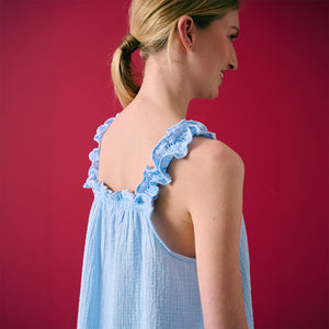 Sky Muslin Frilled Nightdress