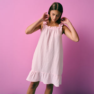 Blush Muslin Frilled Nightdress
