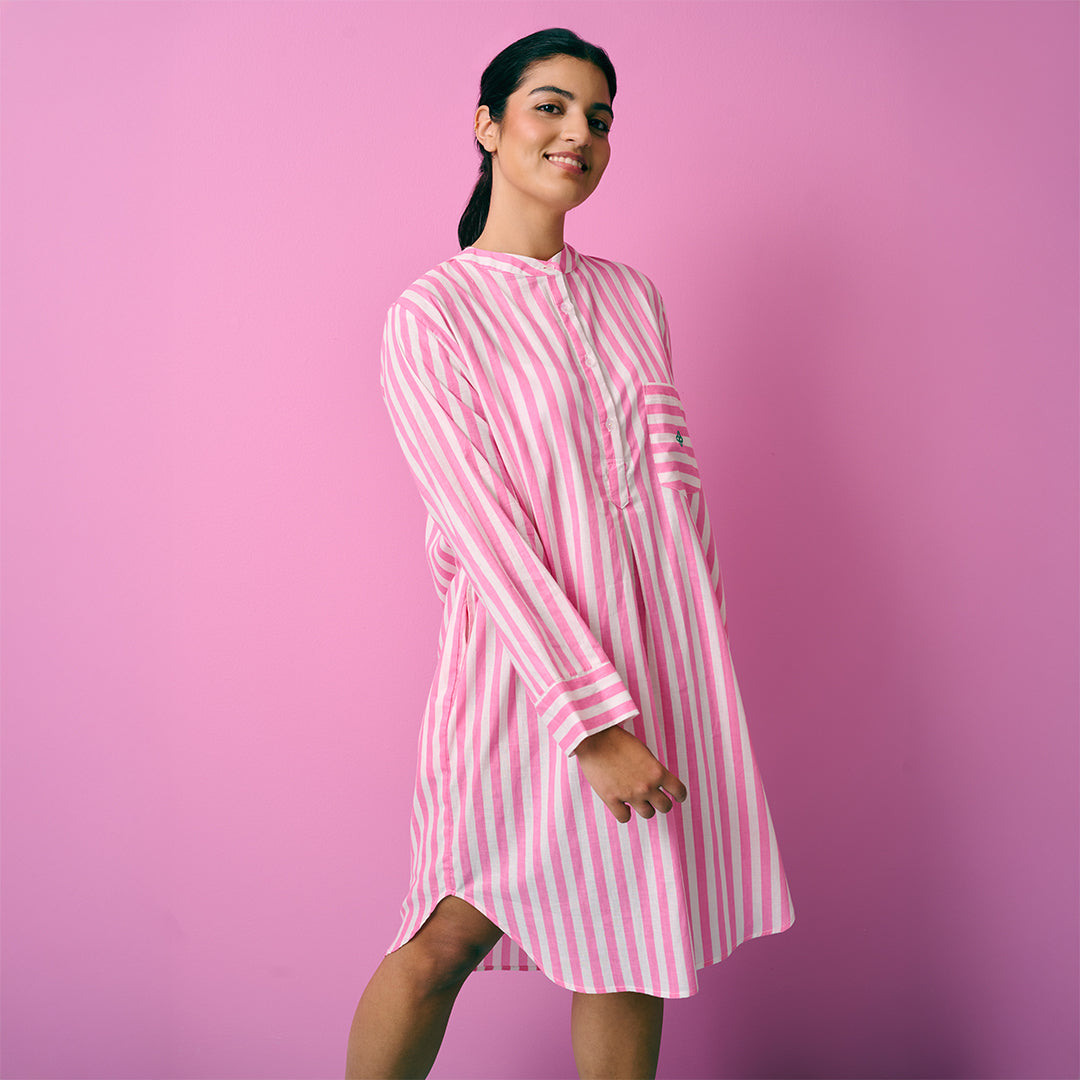 Candy Pink Stripe Sleepshirt