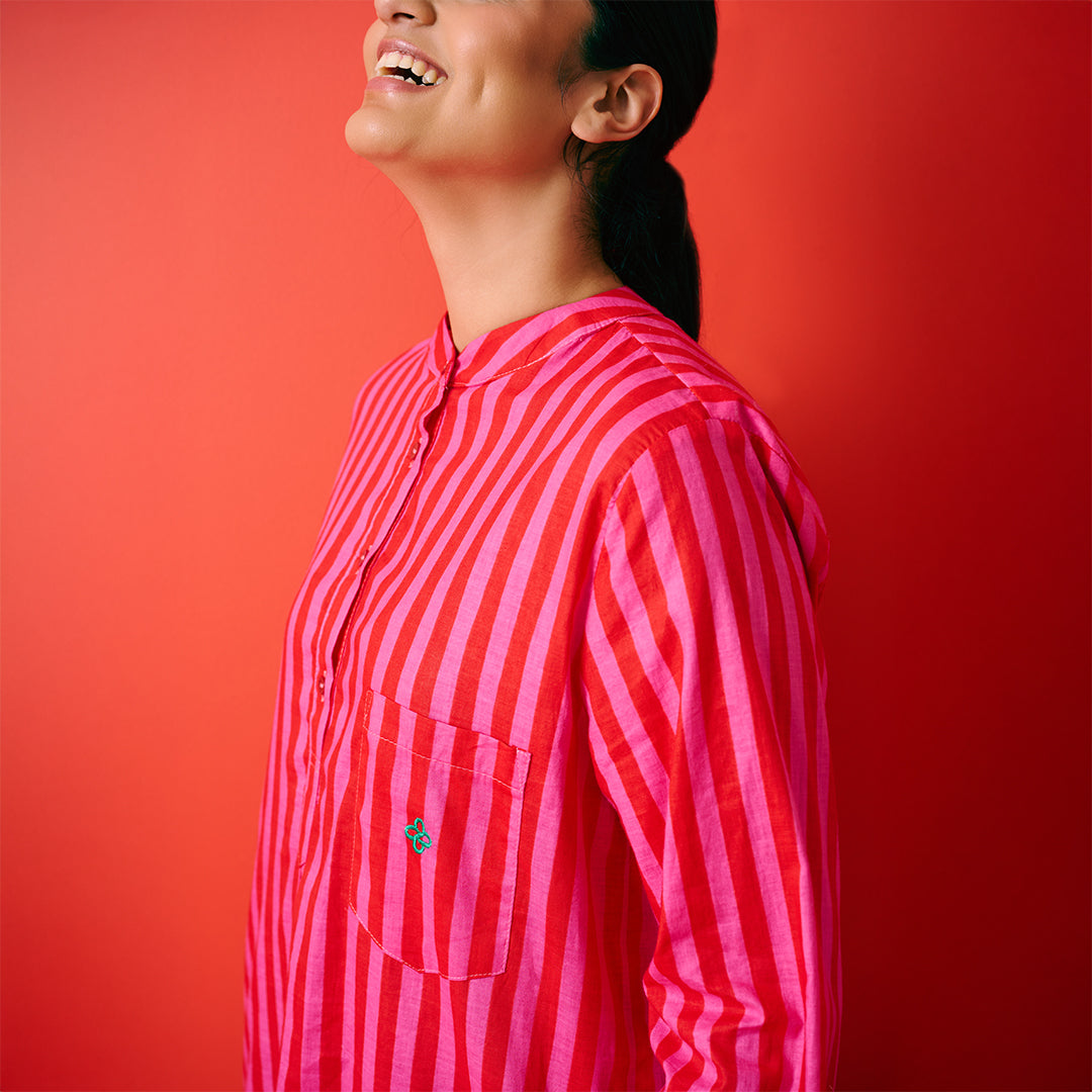 Cherry Pink Stripe Sleepshirt