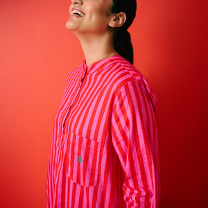 Cherry Pink Stripe Sleepshirt