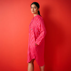 Cherry Pink Stripe Sleepshirt