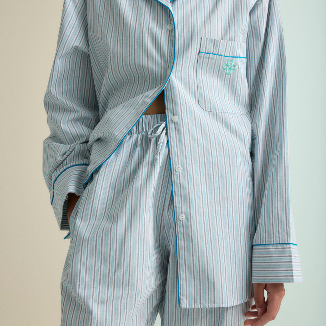 Classic Aqua and Grey Stripe