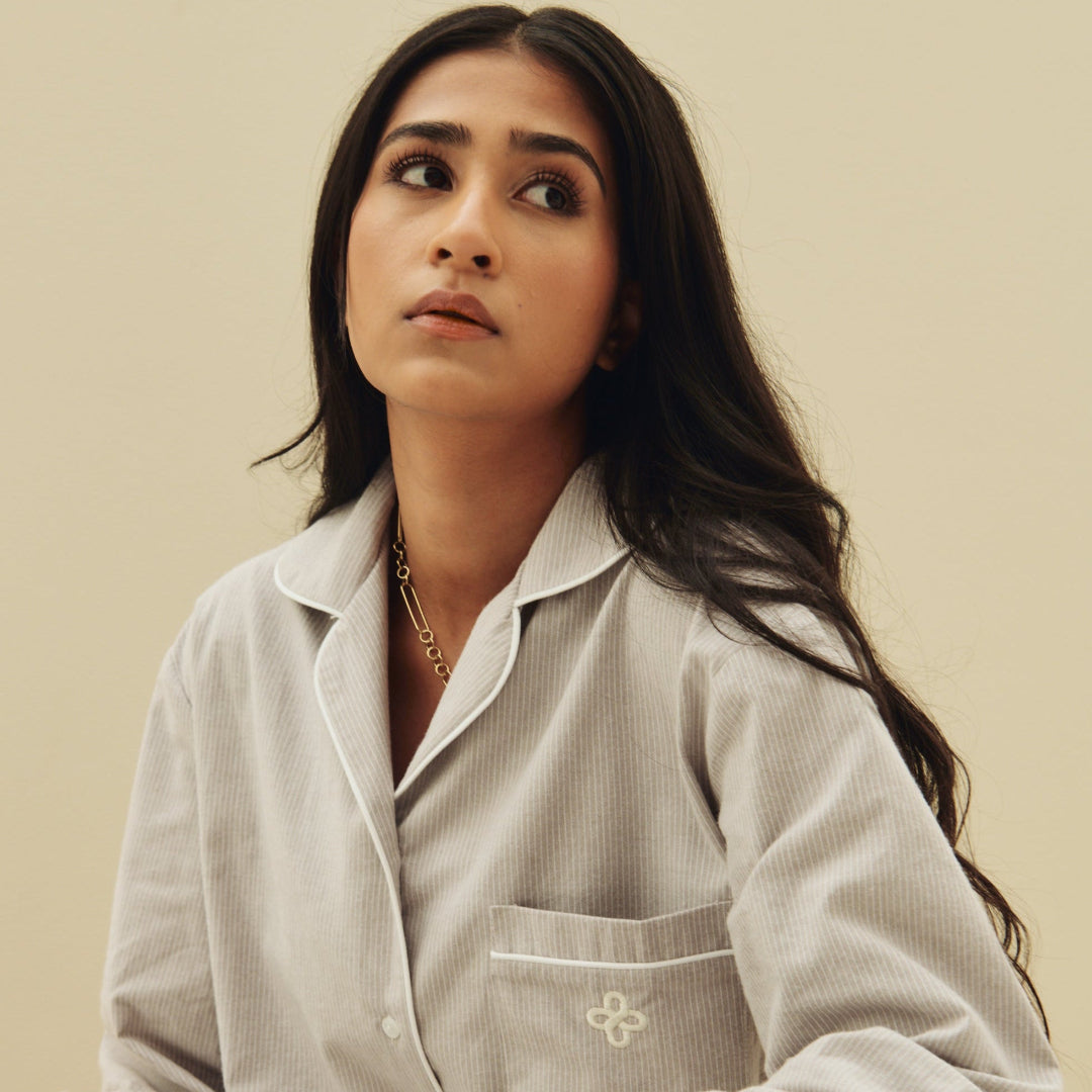 Classic Taupe and White Stripe