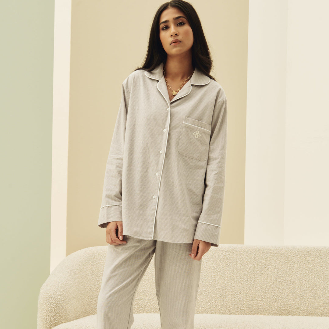 Classic Taupe and White Stripe