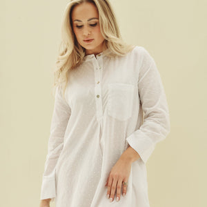 Classic Style Sleepshirt White Dobby
