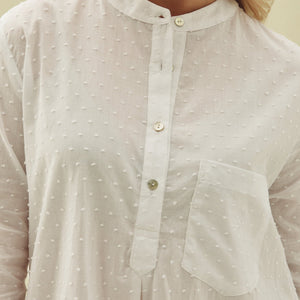 Classic Style Sleepshirt White Dobby