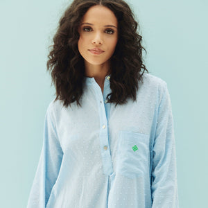 Classic Style Sleepshirt Blue Dobby