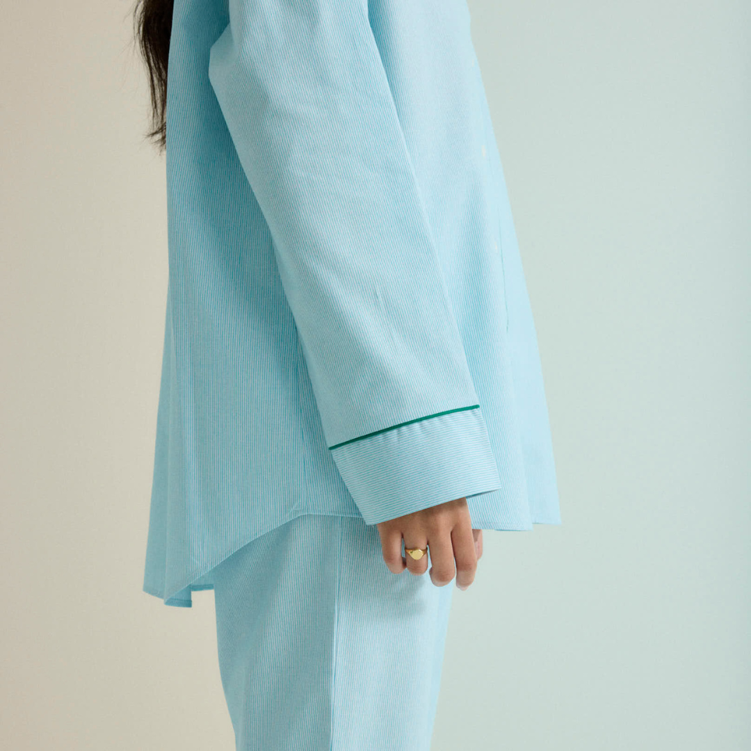 Classic Aqua Fine Stripe