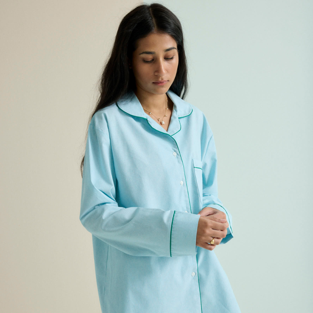 Classic Aqua Fine Stripe