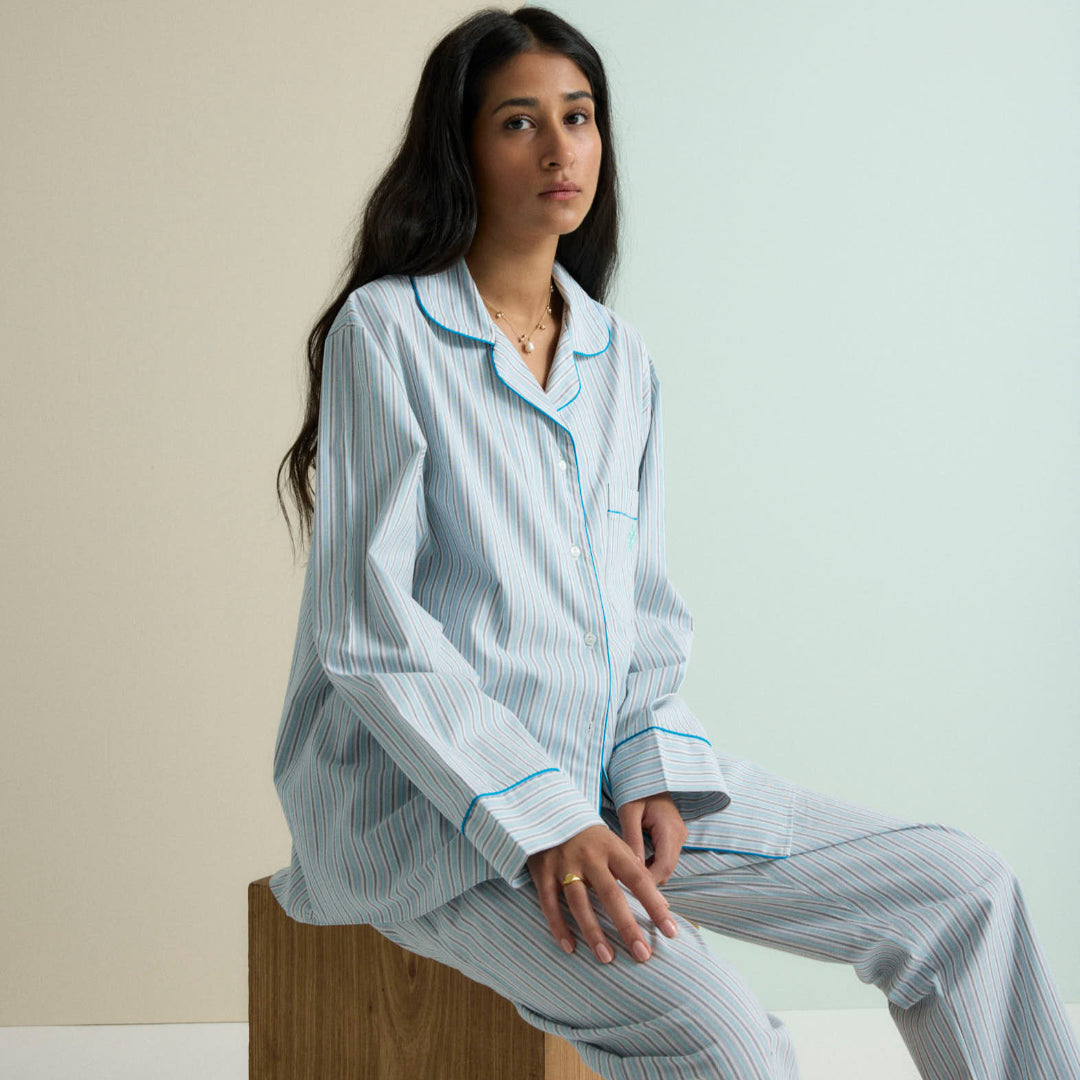 Classic Aqua and Grey Stripe